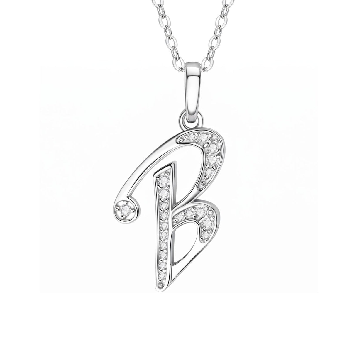 Collier initiale personnalisé pour femme, en cuivre argenté, pendentif lettre alphabet serti de zircons transparents