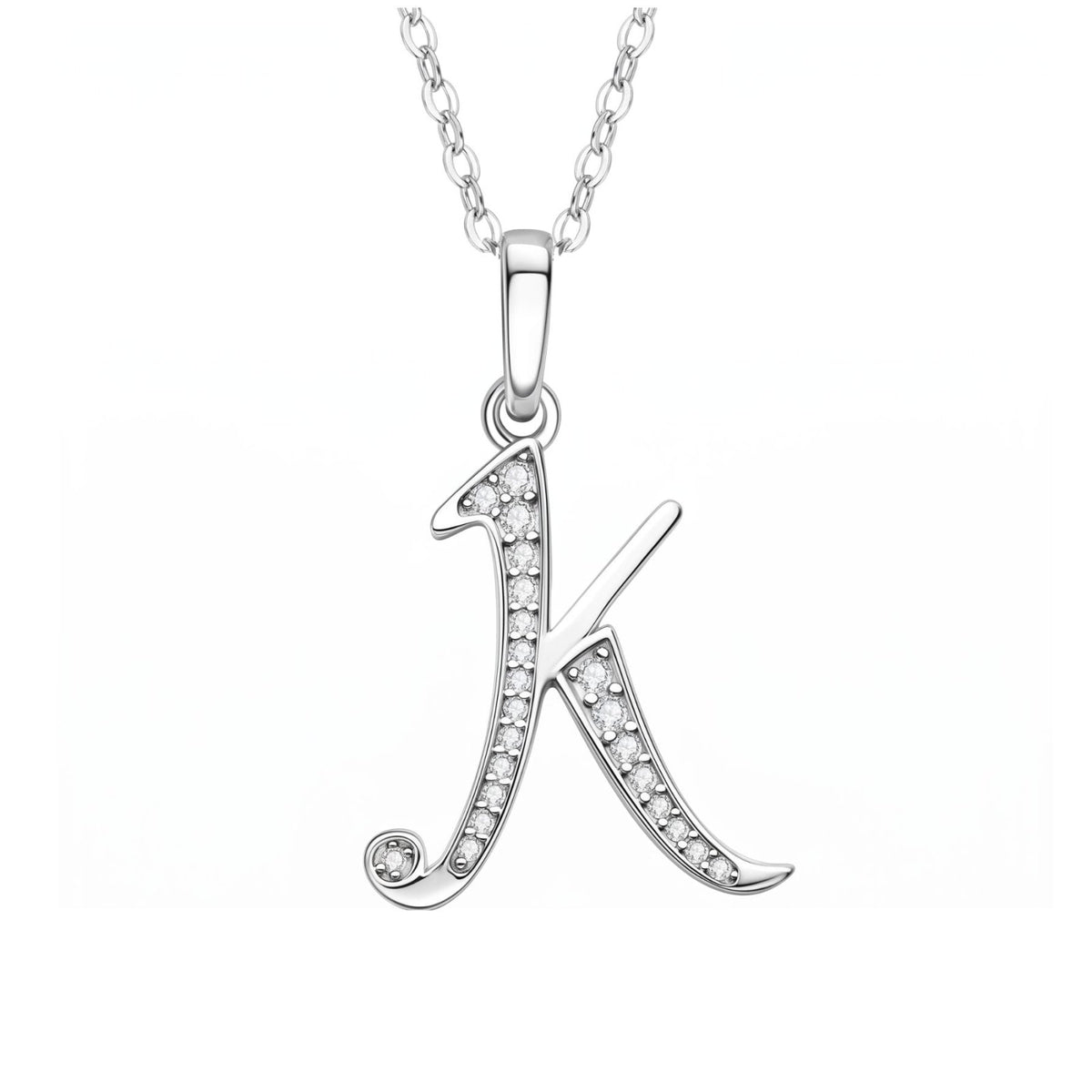 Collier initiale personnalisé pour femme, en cuivre argenté, pendentif lettre alphabet serti de zircons transparents