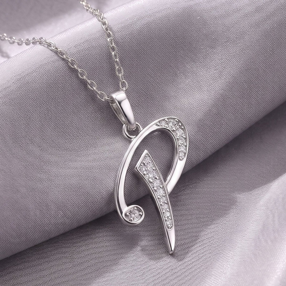 Collier initiale personnalisé pour femme, en cuivre argenté, pendentif lettre alphabet serti de zircons transparents