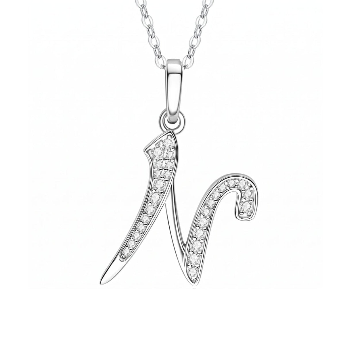 Collier initiale personnalisé pour femme, en cuivre argenté, pendentif lettre alphabet serti de zircons transparents