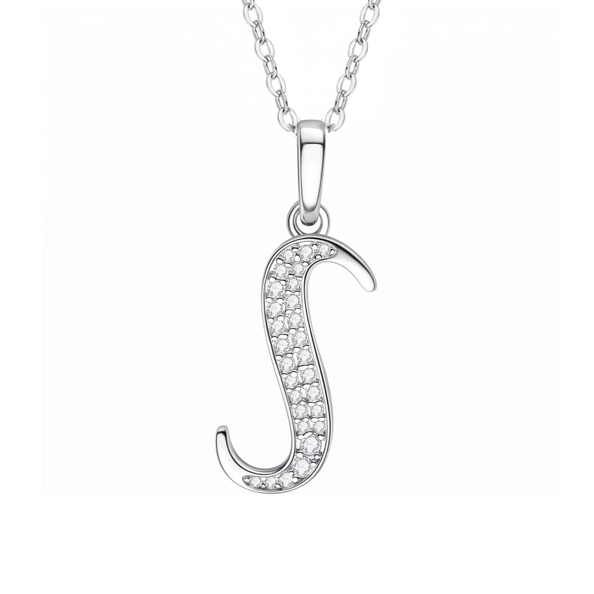 Collier initiale personnalisé pour femme, en cuivre argenté, pendentif lettre alphabet serti de zircons transparents