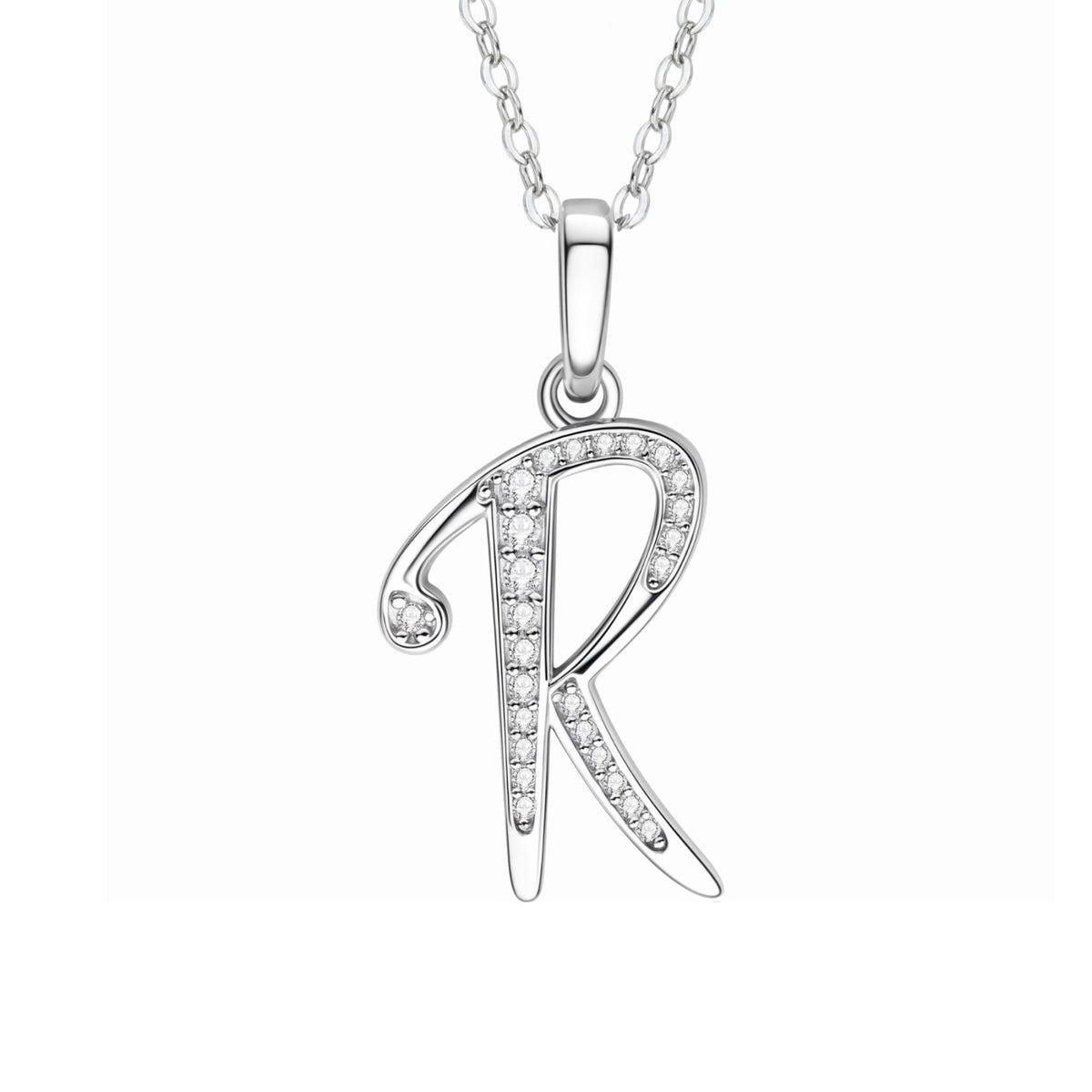 Collier initiale personnalisé pour femme, en cuivre argenté, pendentif lettre alphabet serti de zircons transparents