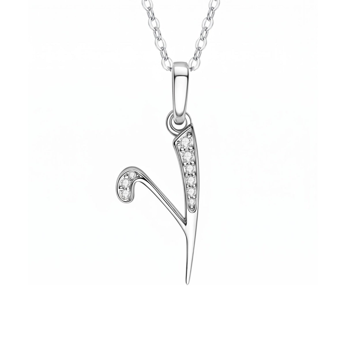 Collier initiale personnalisé pour femme, en cuivre argenté, pendentif lettre alphabet serti de zircons transparents