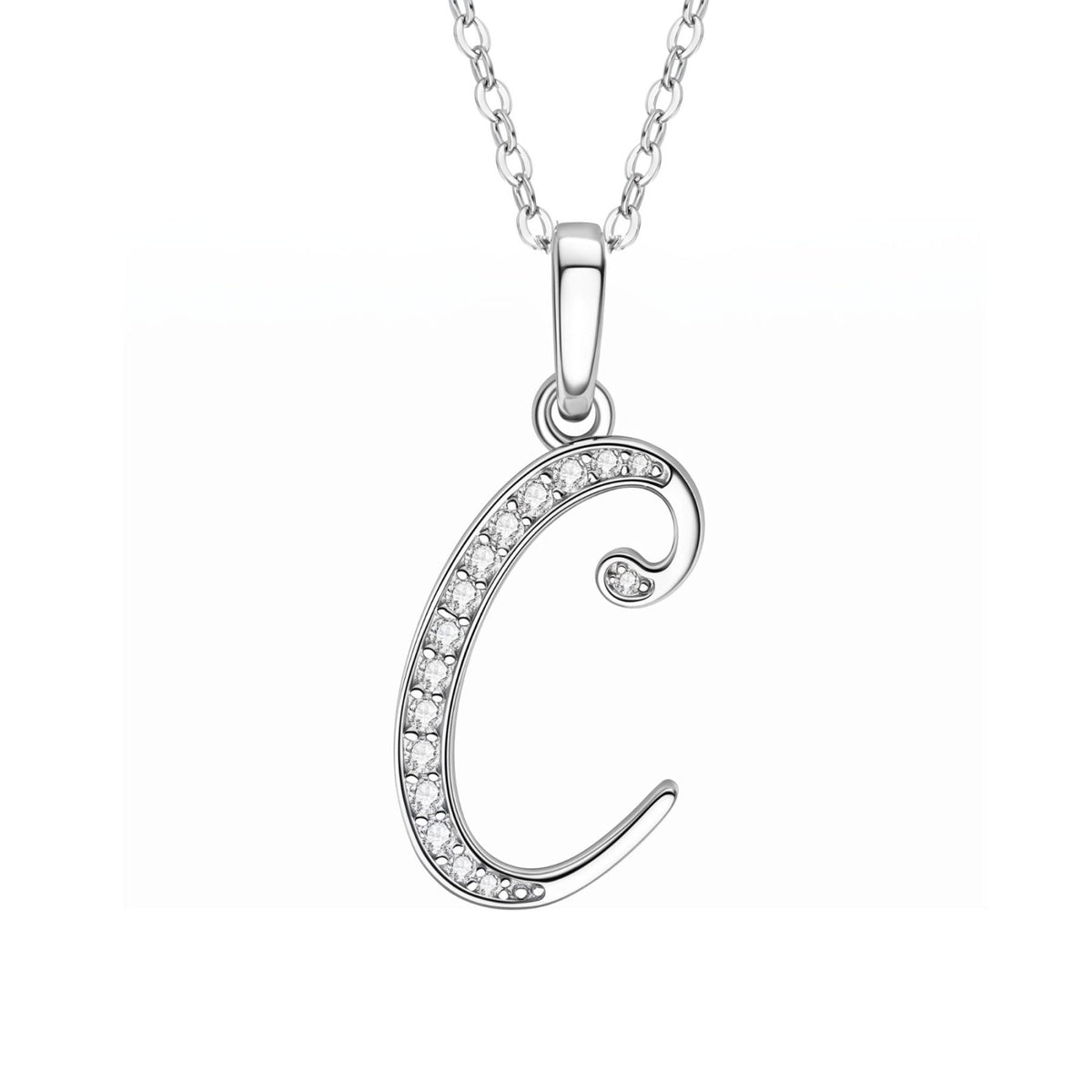 Collier initiale personnalisé pour femme, en cuivre argenté, pendentif lettre alphabet serti de zircons transparents