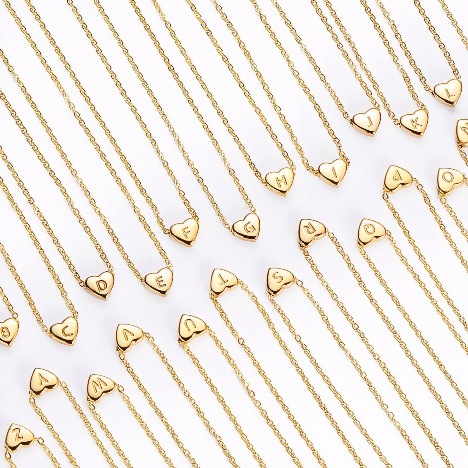 Collier lettre personnalisé, cœur gravé avec initiale, chaîne dorée fine en acier inoxydable plaqué or