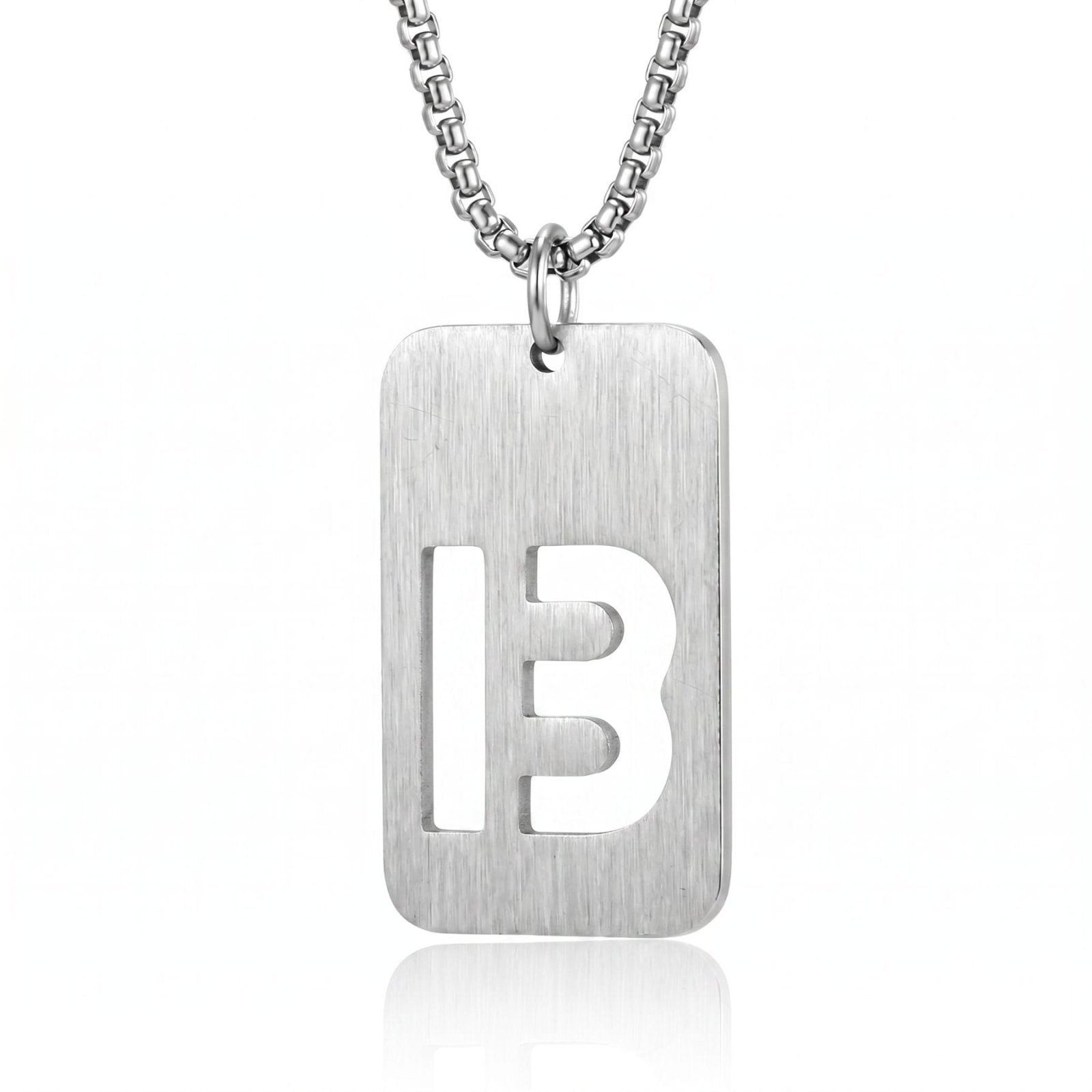 Collier lettre pour homme, plaque rectangulaire avec initiale, en acier inoxydable
