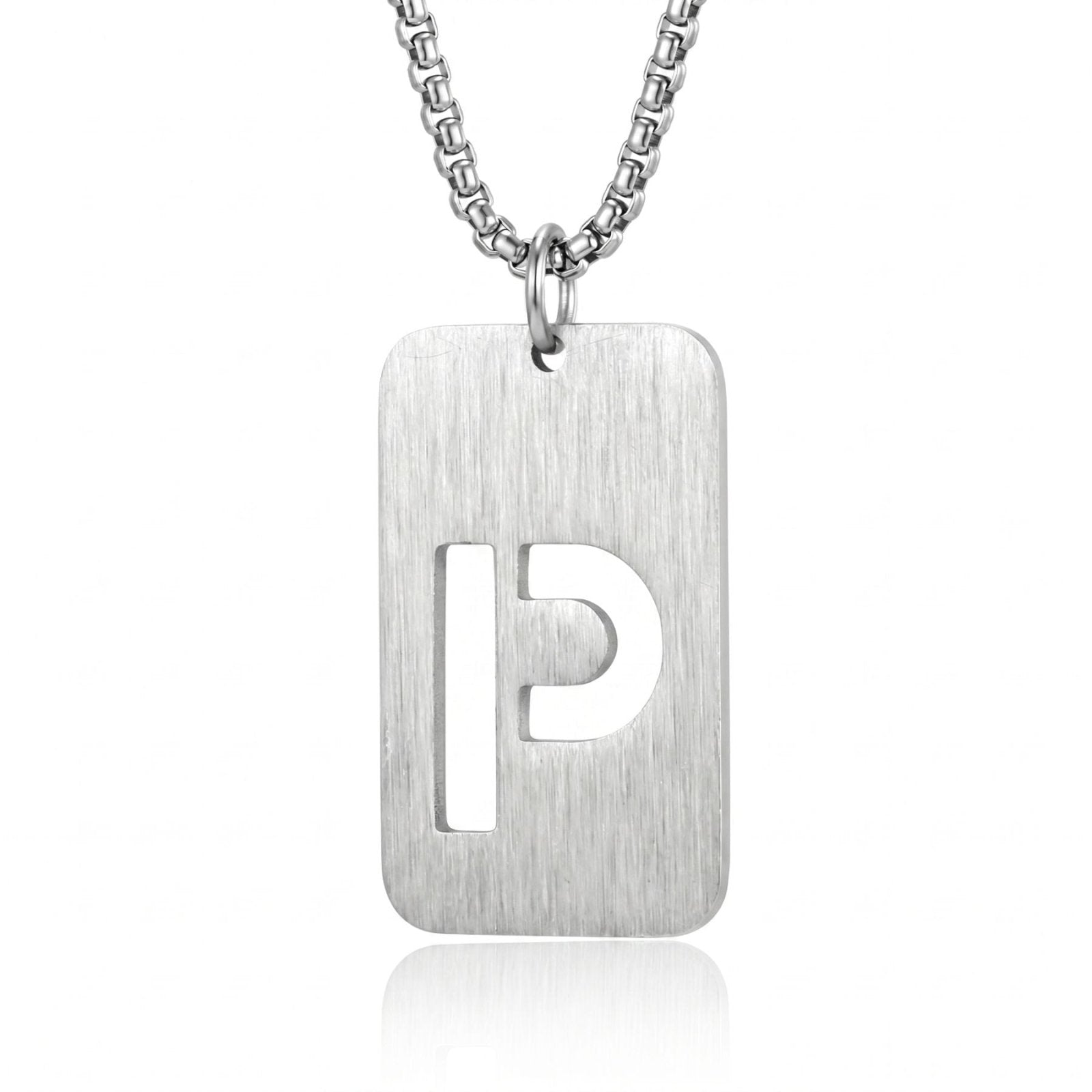 Collier lettre pour homme, plaque rectangulaire avec initiale, en acier inoxydable