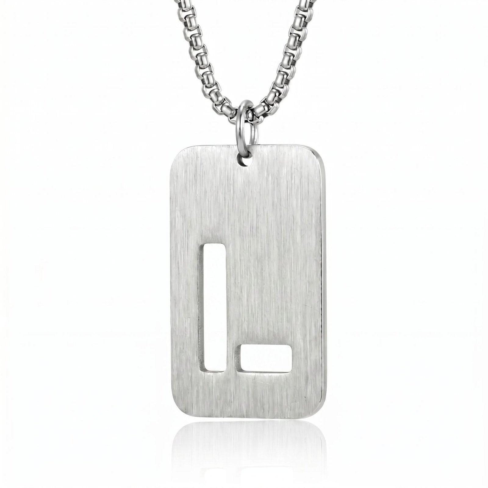 Collier lettre pour homme, plaque rectangulaire avec initiale, en acier inoxydable