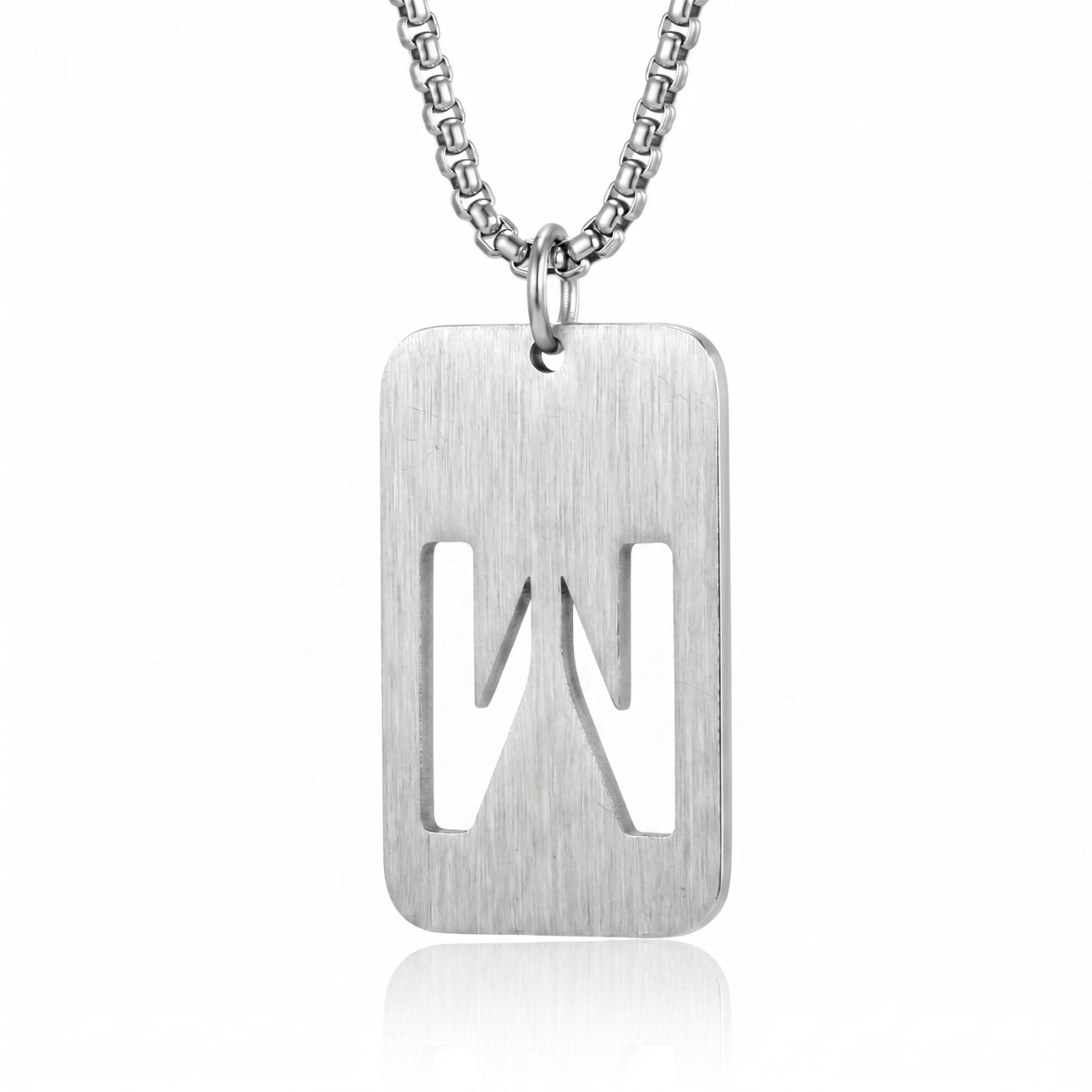 Collier lettre pour homme, plaque rectangulaire avec initiale, en acier inoxydable