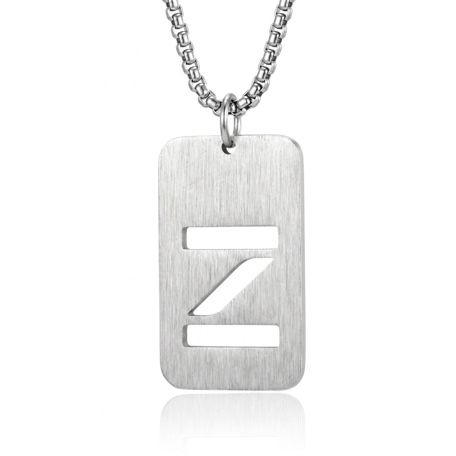 Collier lettre pour homme, plaque rectangulaire avec initiale, en acier inoxydable