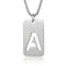 Collier lettre pour homme, plaque rectangulaire avec initiale, en acier inoxydable