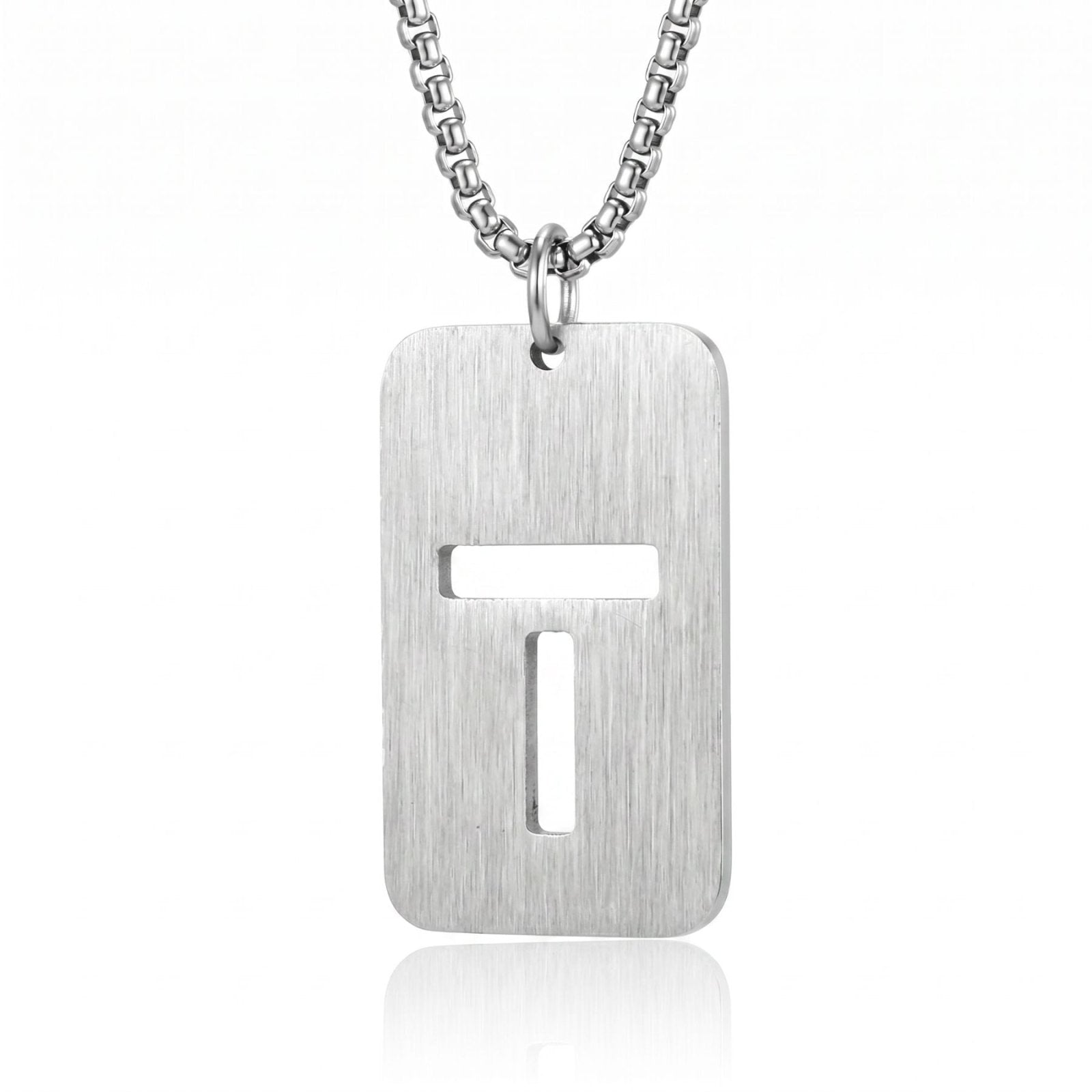 Collier lettre pour homme, plaque rectangulaire avec initiale, en acier inoxydable