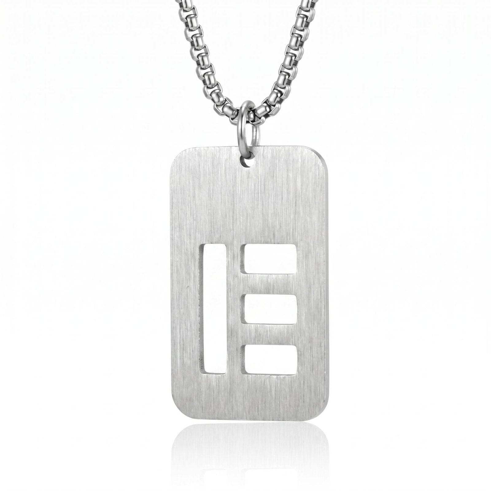 Collier lettre pour homme, plaque rectangulaire avec initiale, en acier inoxydable