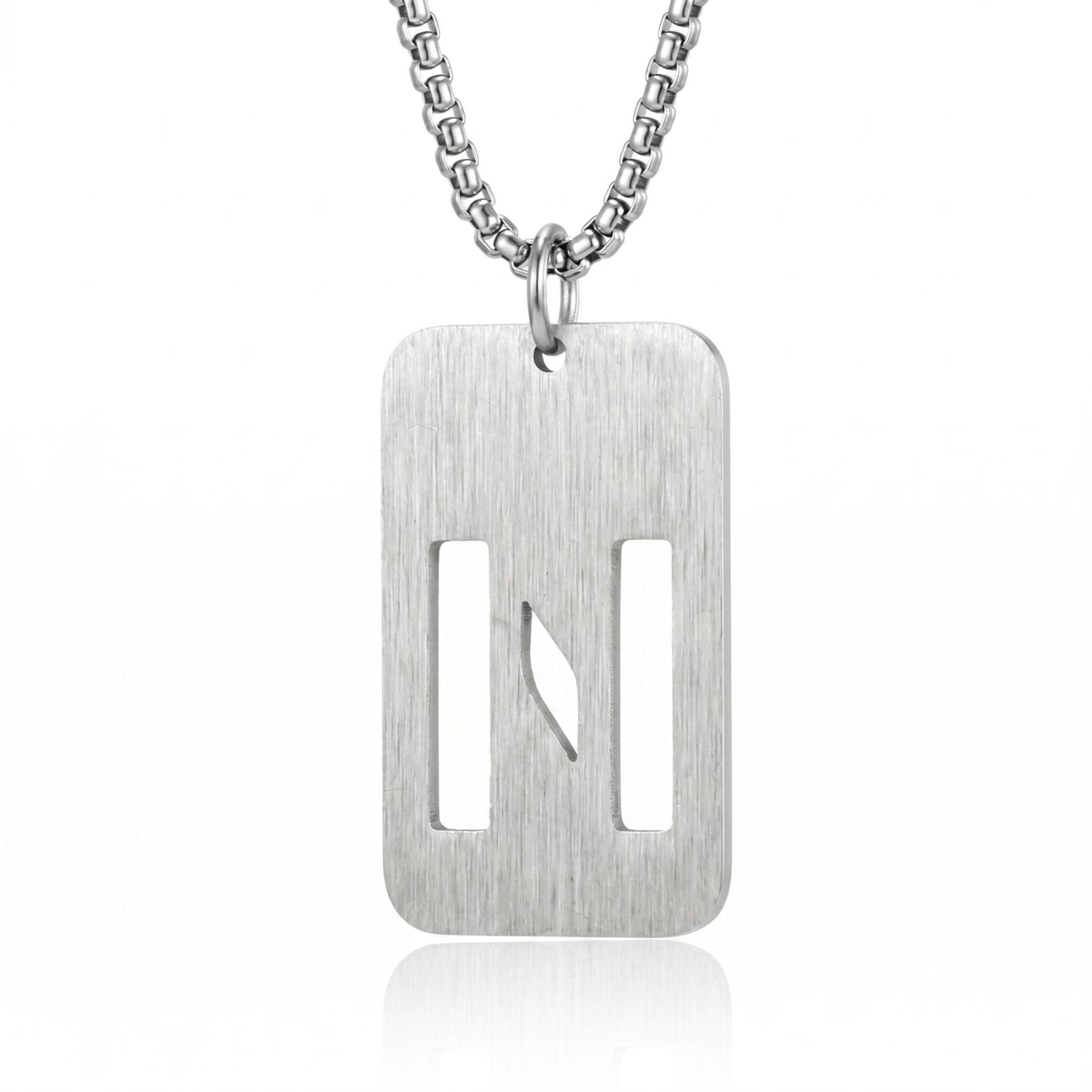 Collier lettre pour homme, plaque rectangulaire avec initiale, en acier inoxydable