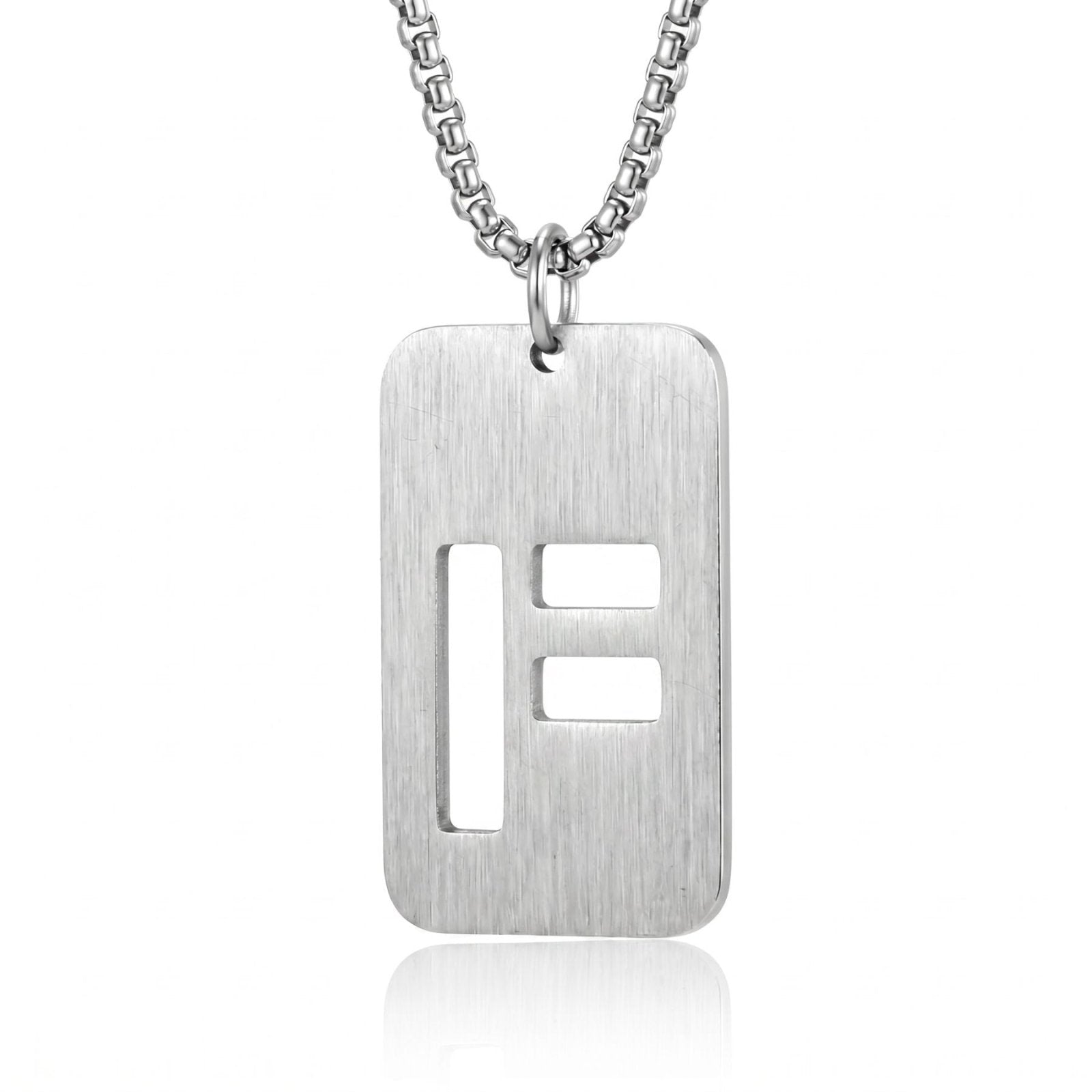 Collier lettre pour homme, plaque rectangulaire avec initiale, en acier inoxydable