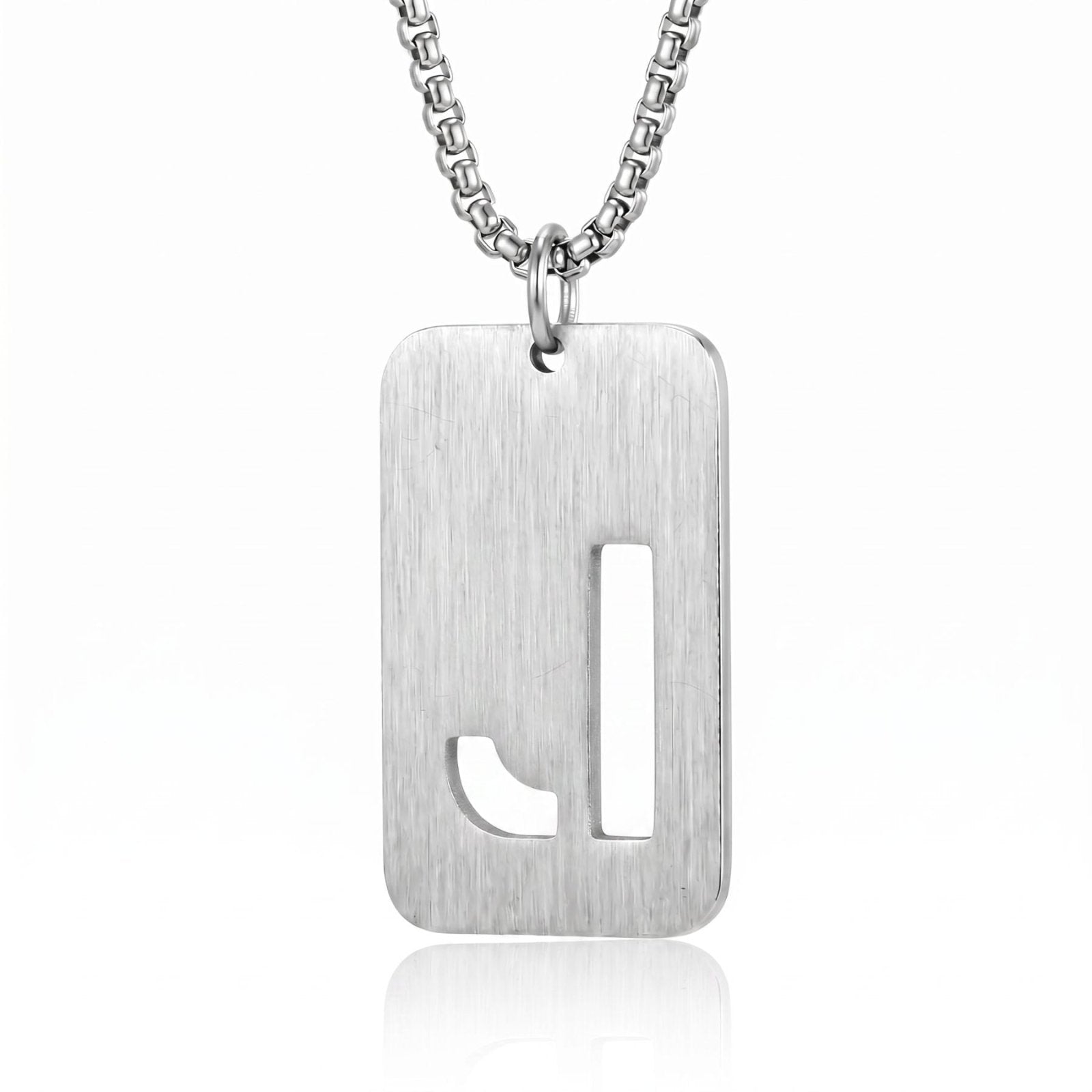 Collier lettre pour homme, plaque rectangulaire avec initiale, en acier inoxydable