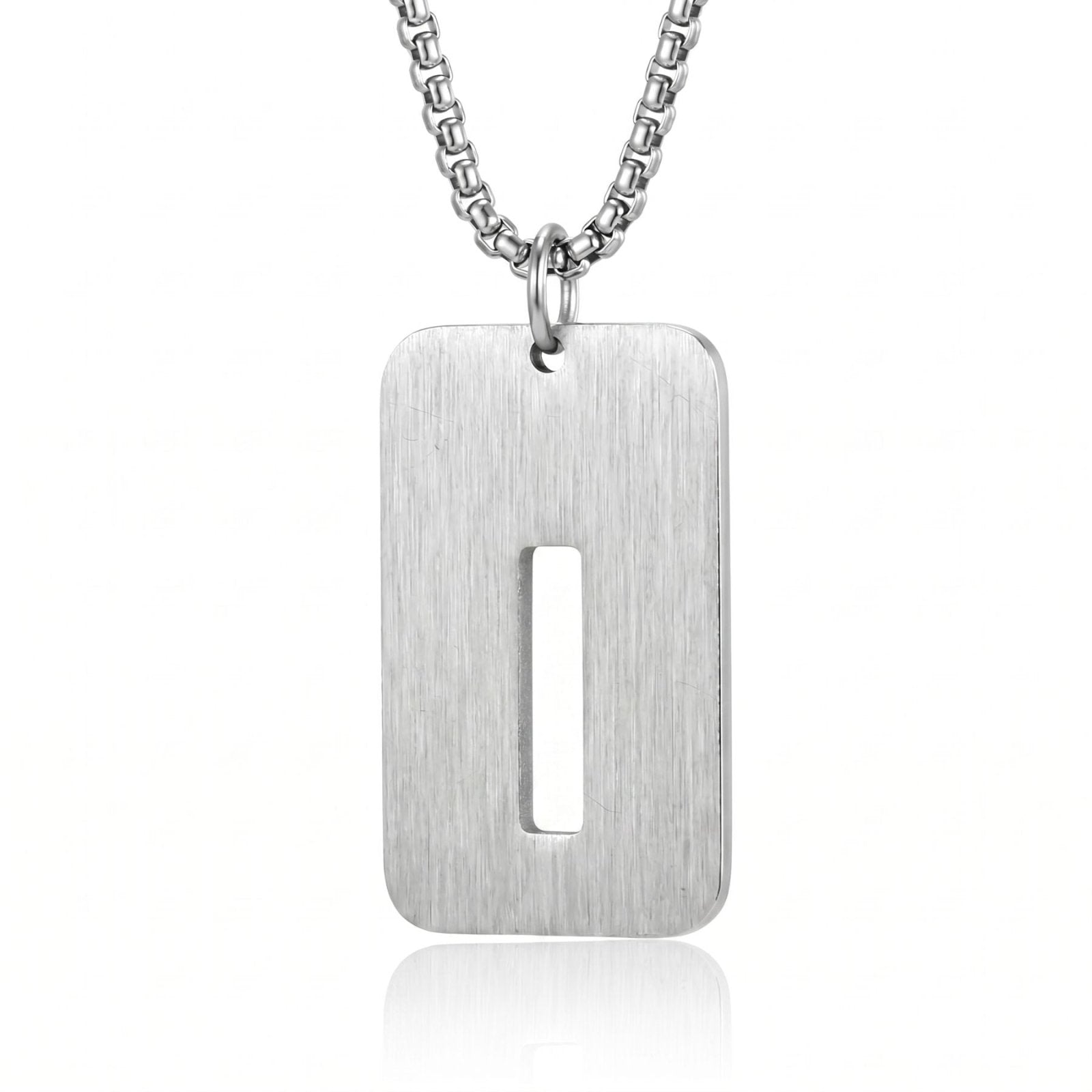 Collier lettre pour homme, plaque rectangulaire avec initiale, en acier inoxydable