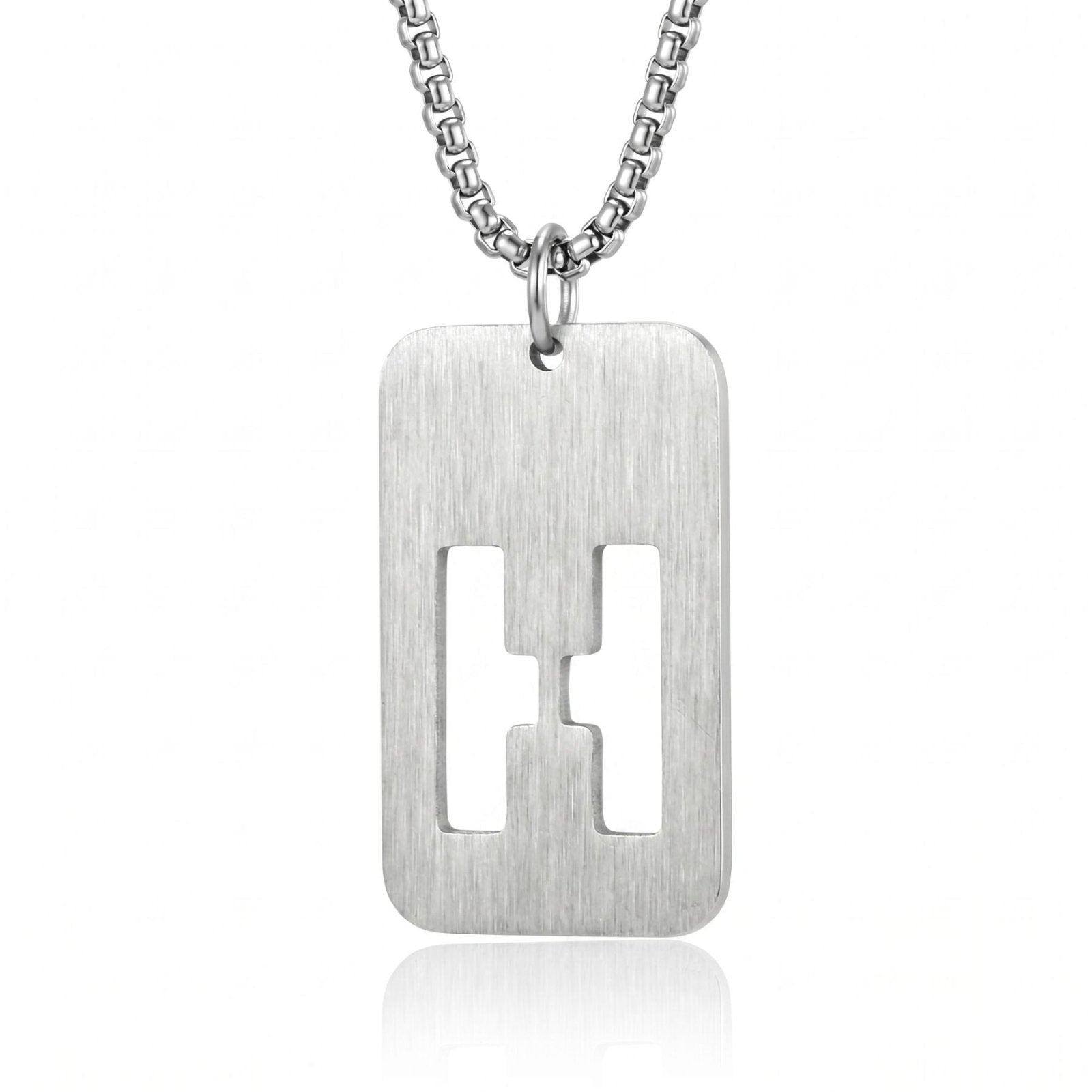 Collier lettre pour homme, plaque rectangulaire avec initiale, en acier inoxydable