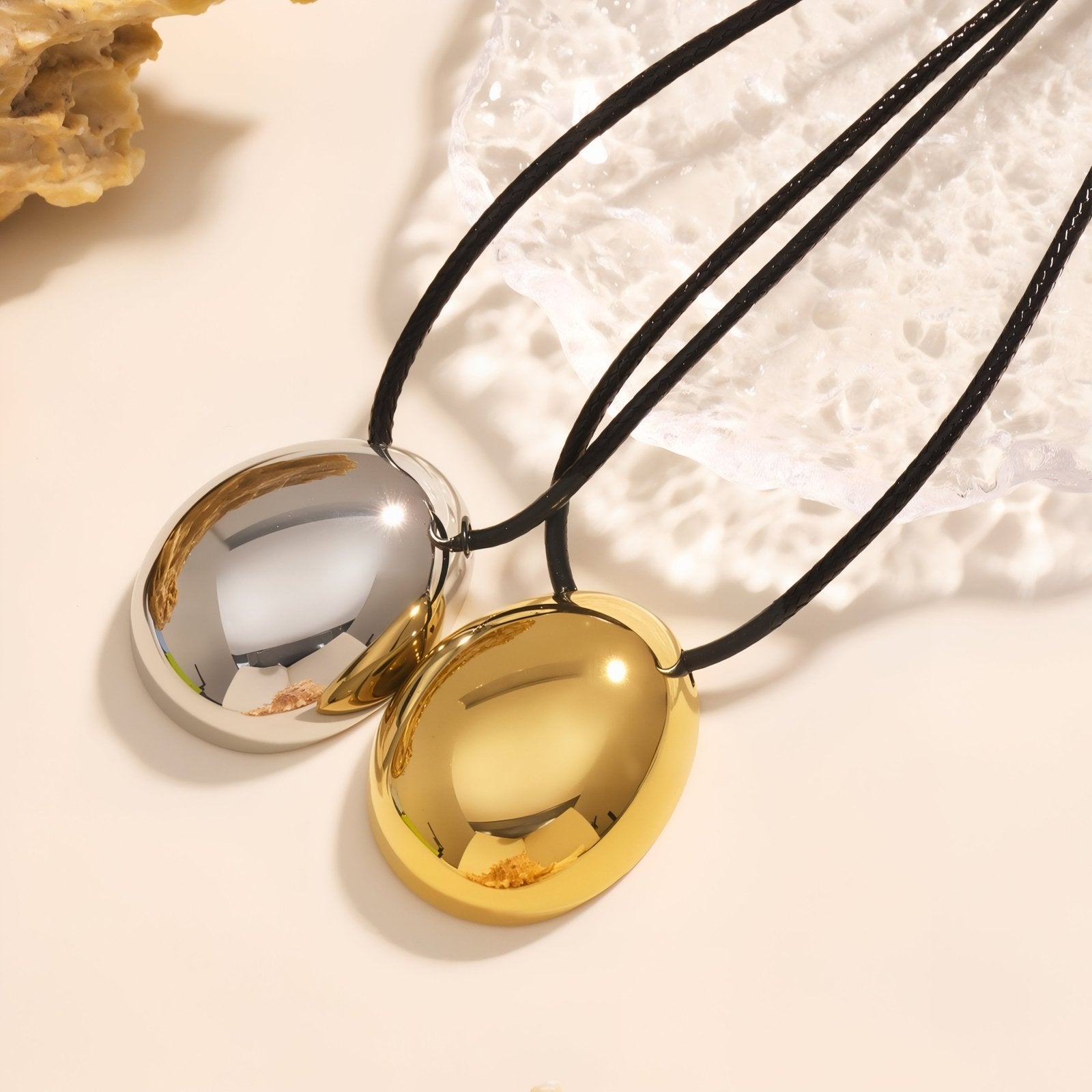 Collier long ajustable pour femme, avec pendentif goutte, en acier inoxydable