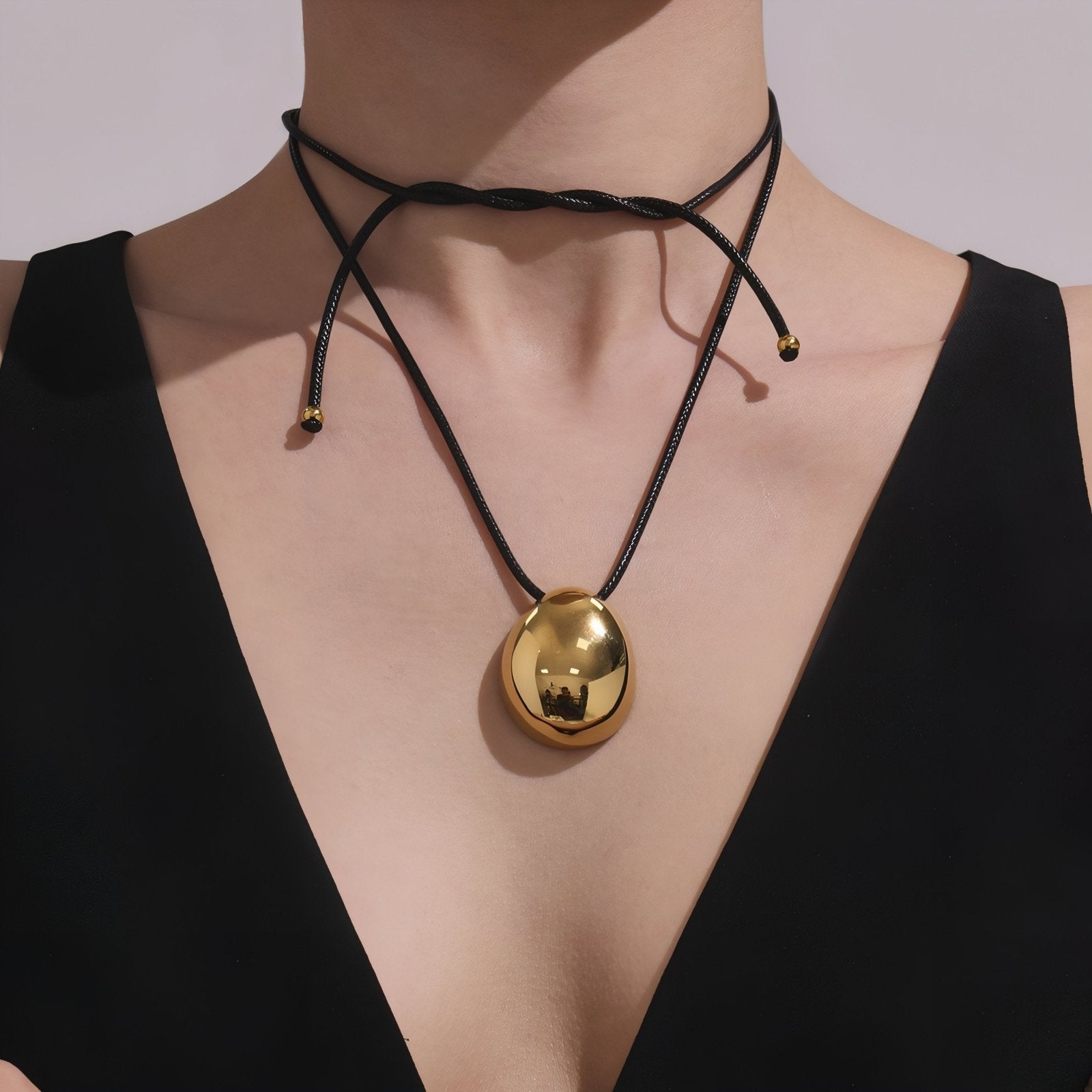 Collier long ajustable pour femme, avec pendentif goutte, en acier inoxydable