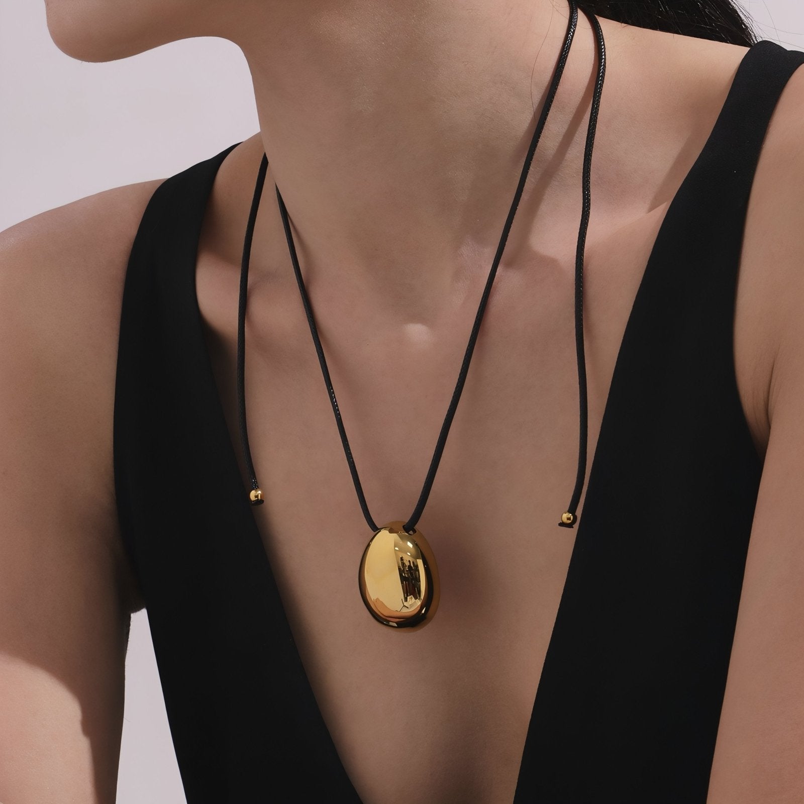 Collier long ajustable pour femme, avec pendentif goutte, en acier inoxydable