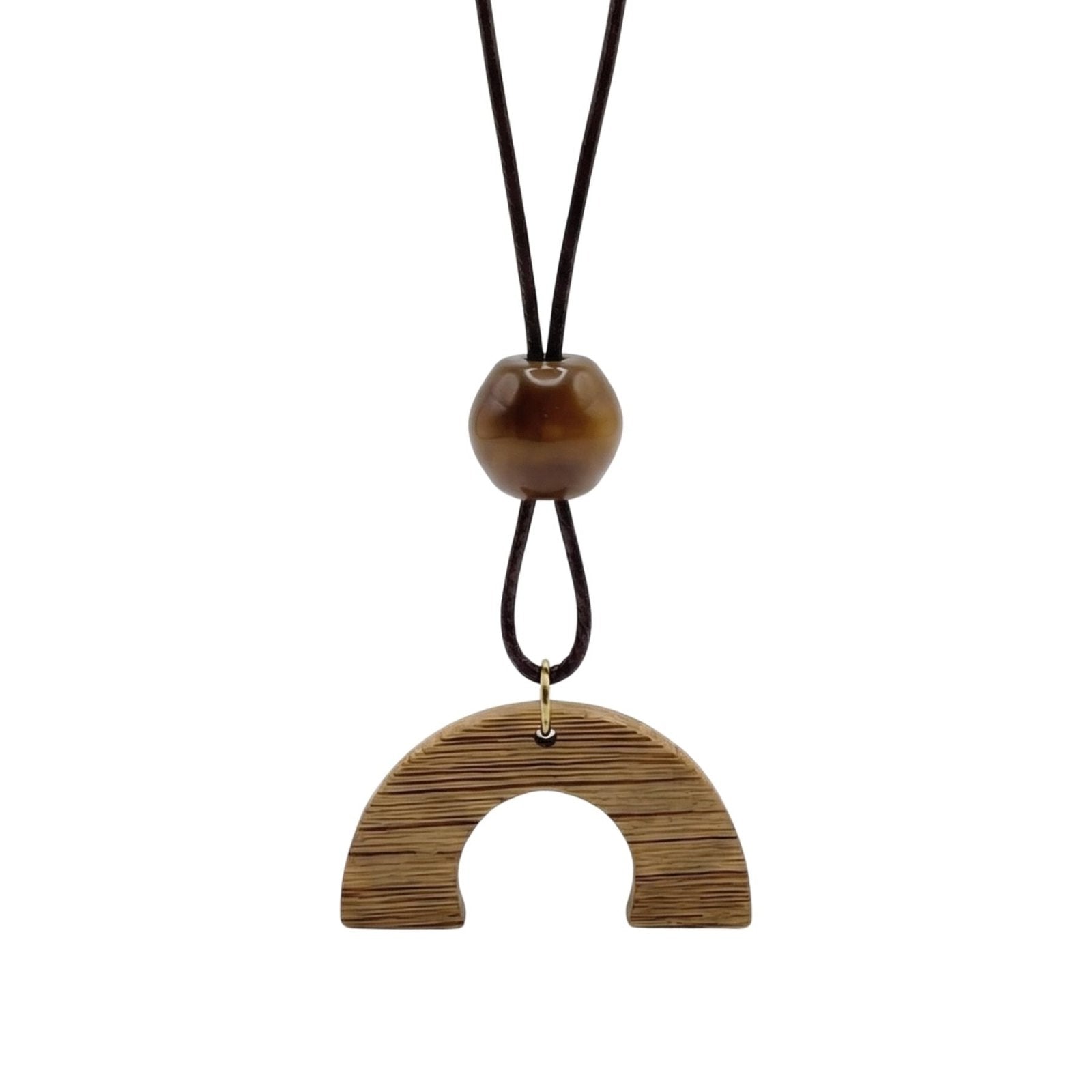 Collier long en bois pour femme, avec pendentif demi - lune, style bohème