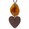 Collier long pour femme, avec pendentif cœur en bois naturel et perle en résine, style bohème