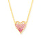 Collier maille forçat, cœur rose pavé en argent massif doré, bijou féminin et élégant, modèle Rosa