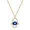 Collier main de Fatma dorée, œil bleu protecteur, strass brillants, modèle Denice