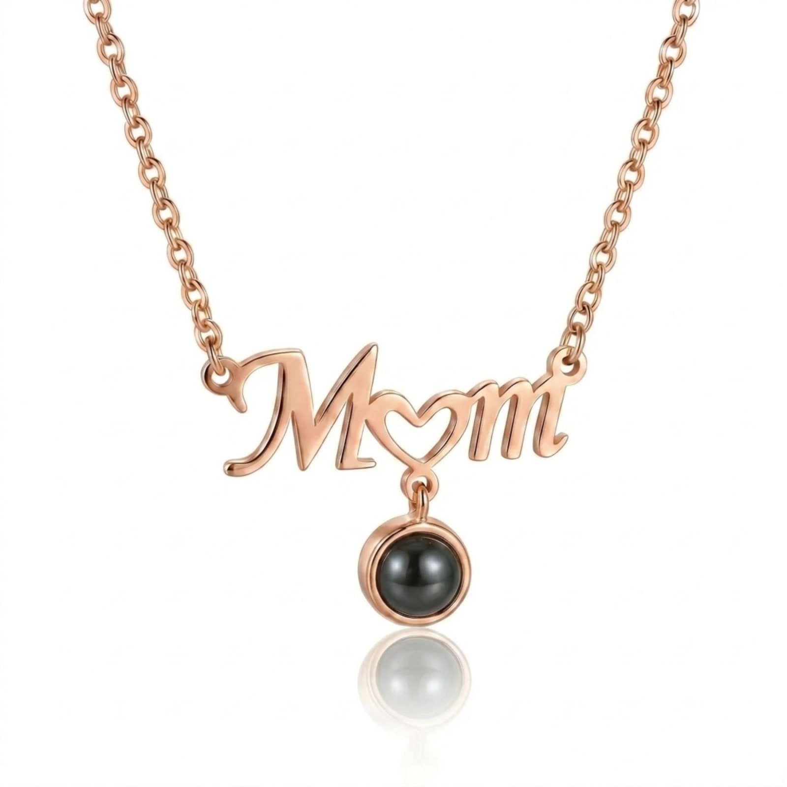 Collier maman, avec pendentif Mom et cœur, projection "Je t'aime", en acier inoxydable