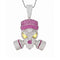 Collier masque à gaz pour homme, en cuivre serti de zircon blancs et rose, pendentif hip-hop oversize avec chaîne torsadée