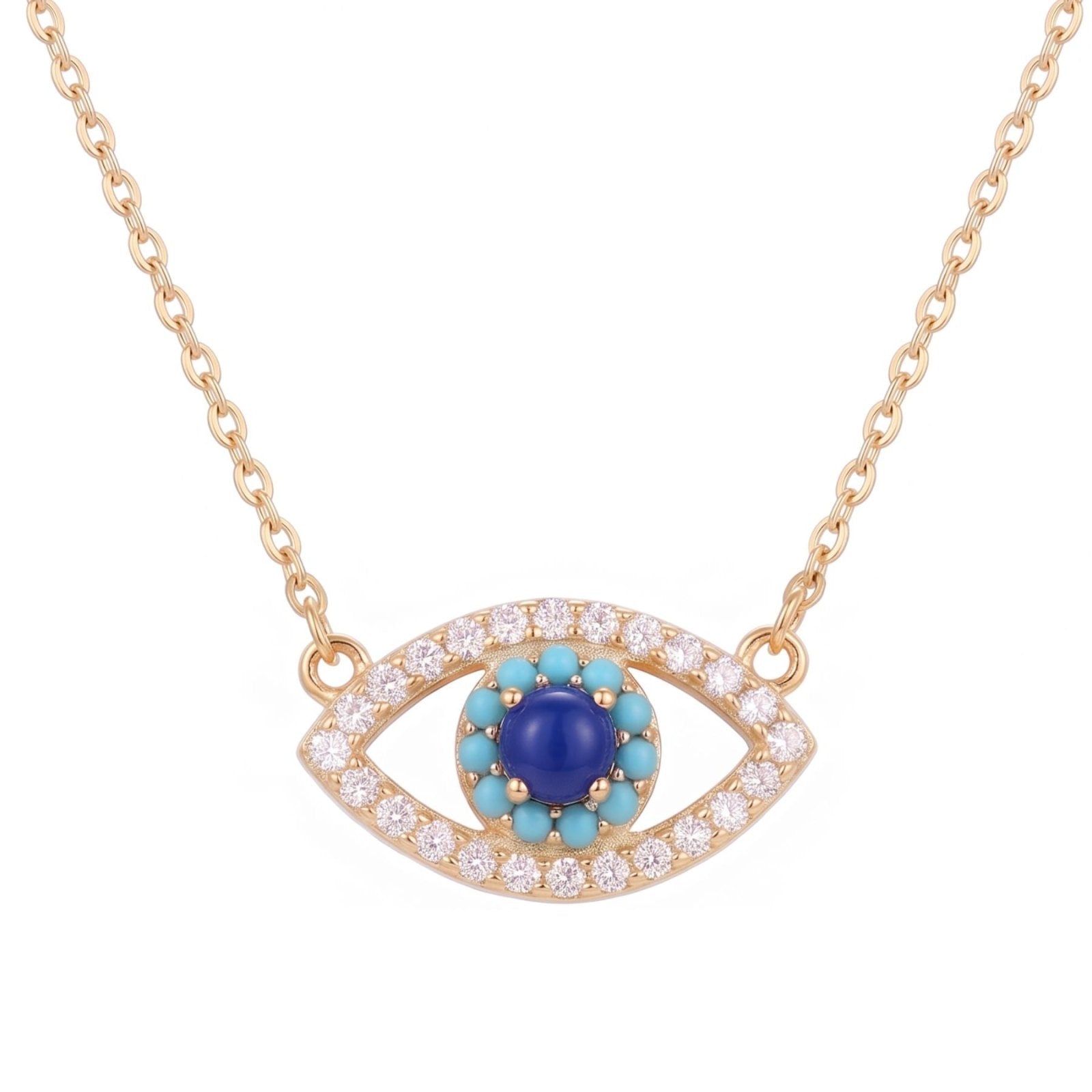 Collier mauvais oeil pour femme, en argent 925, avec zircons scintillants