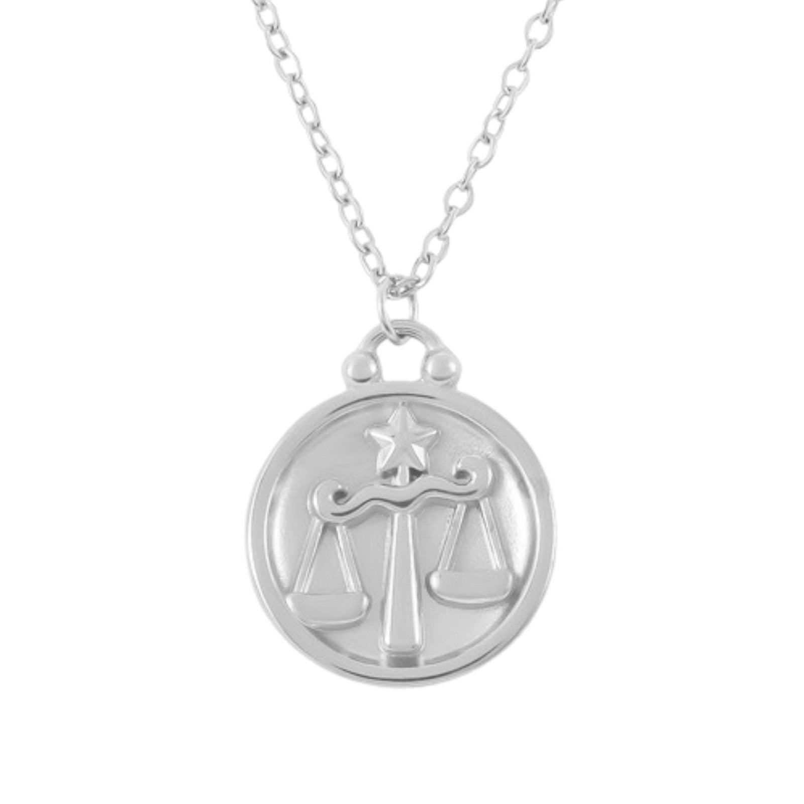 Collier médaille zodiaque réversible, signe astrologique et constellation, en acier inoxydable plaqué or 18K