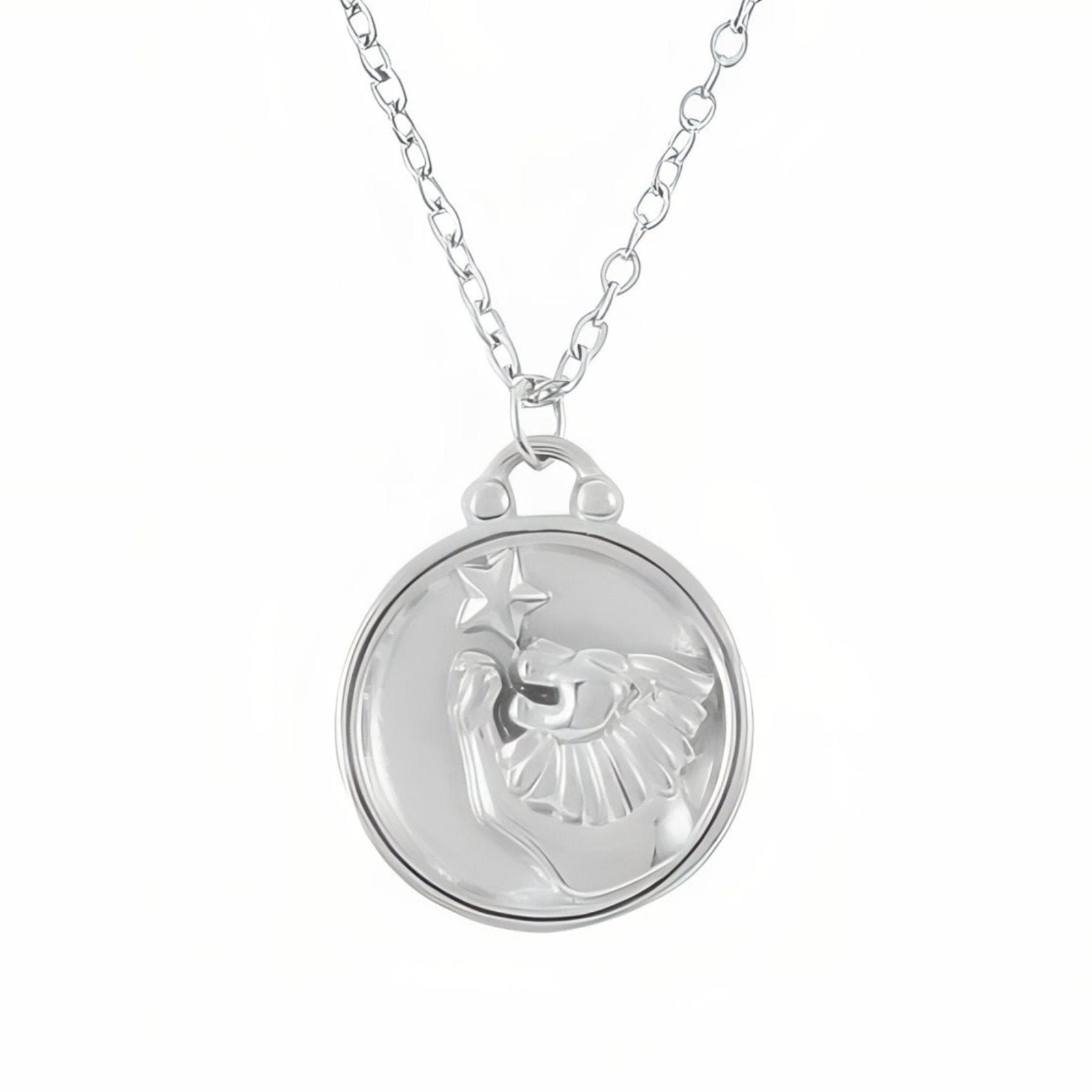 Collier médaille zodiaque réversible, signe astrologique et constellation, en acier inoxydable plaqué or 18K