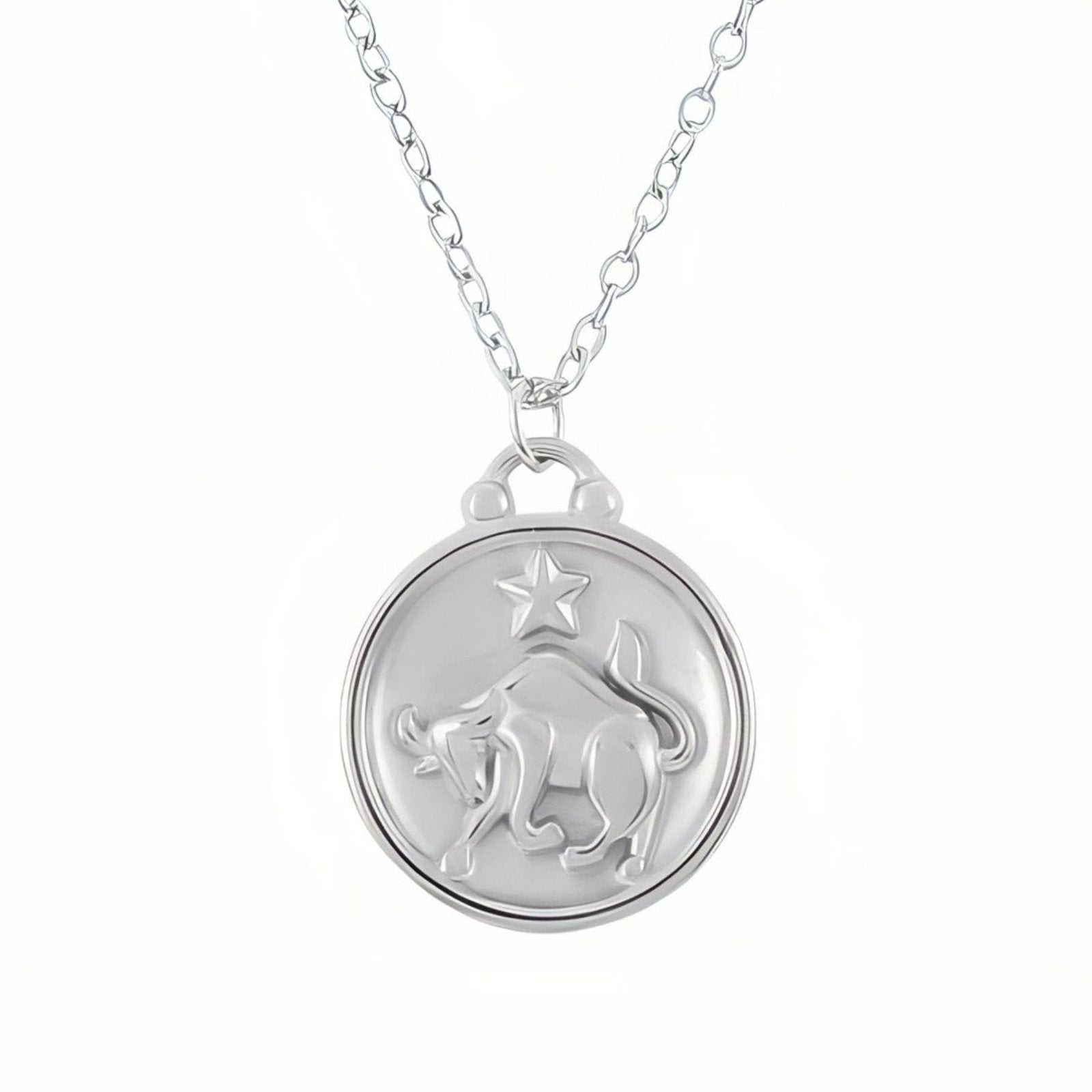 Collier médaille zodiaque réversible, signe astrologique et constellation, en acier inoxydable plaqué or 18K