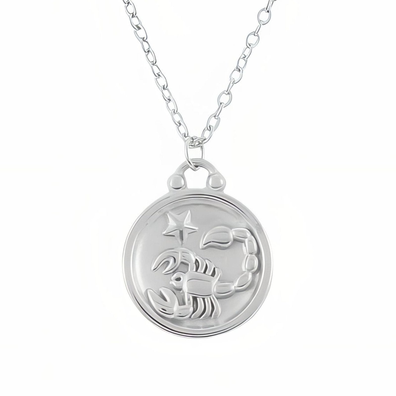 Collier médaille zodiaque réversible, signe astrologique et constellation, en acier inoxydable plaqué or 18K