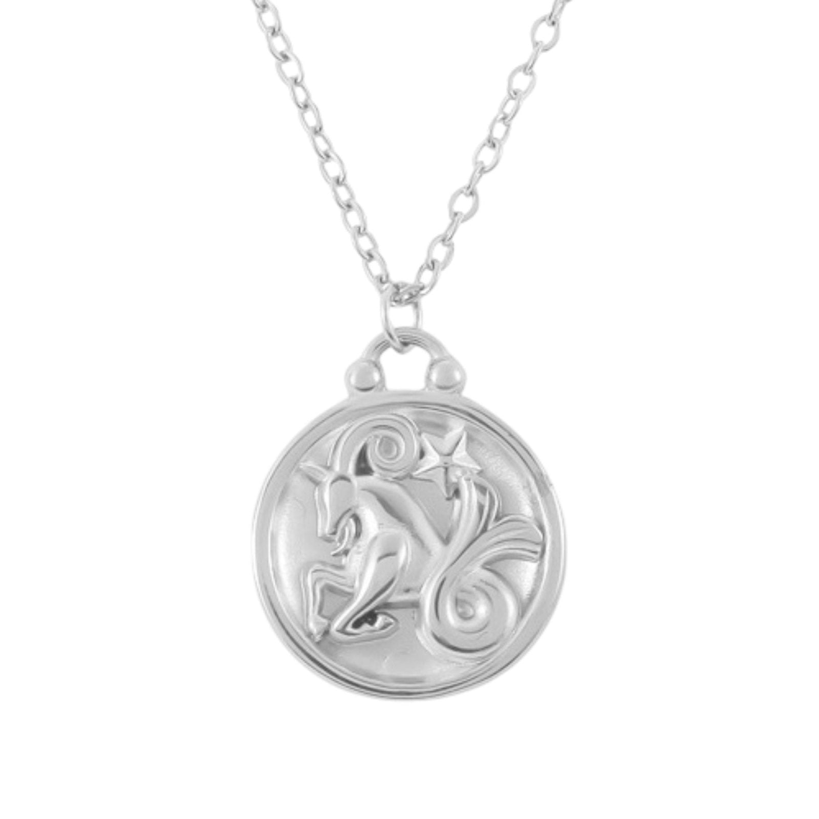 Collier médaille zodiaque réversible, signe astrologique et constellation, en acier inoxydable plaqué or 18K