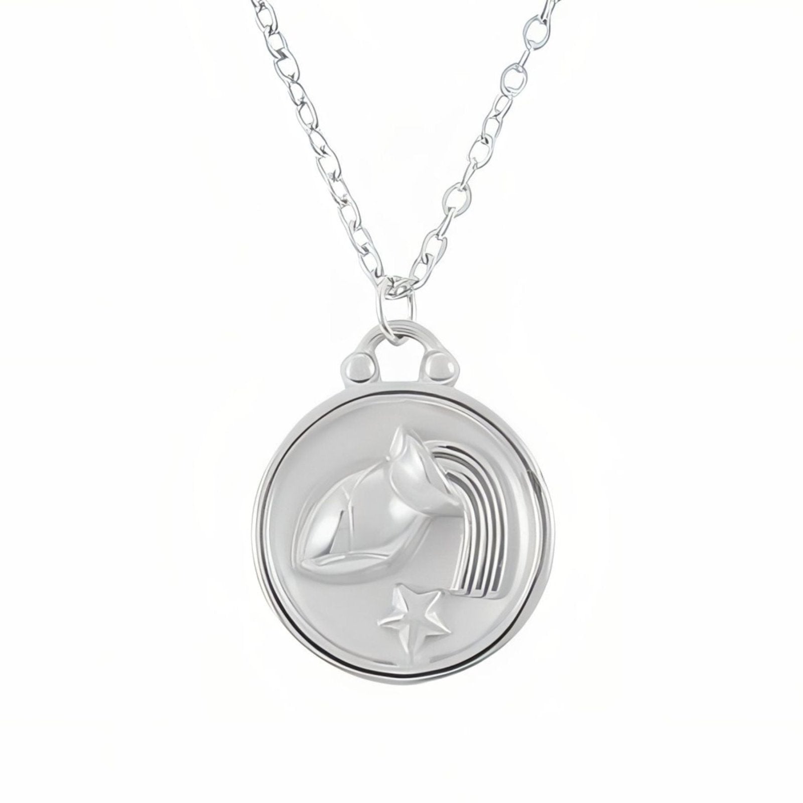 Collier médaille zodiaque réversible, signe astrologique et constellation, en acier inoxydable plaqué or 18K