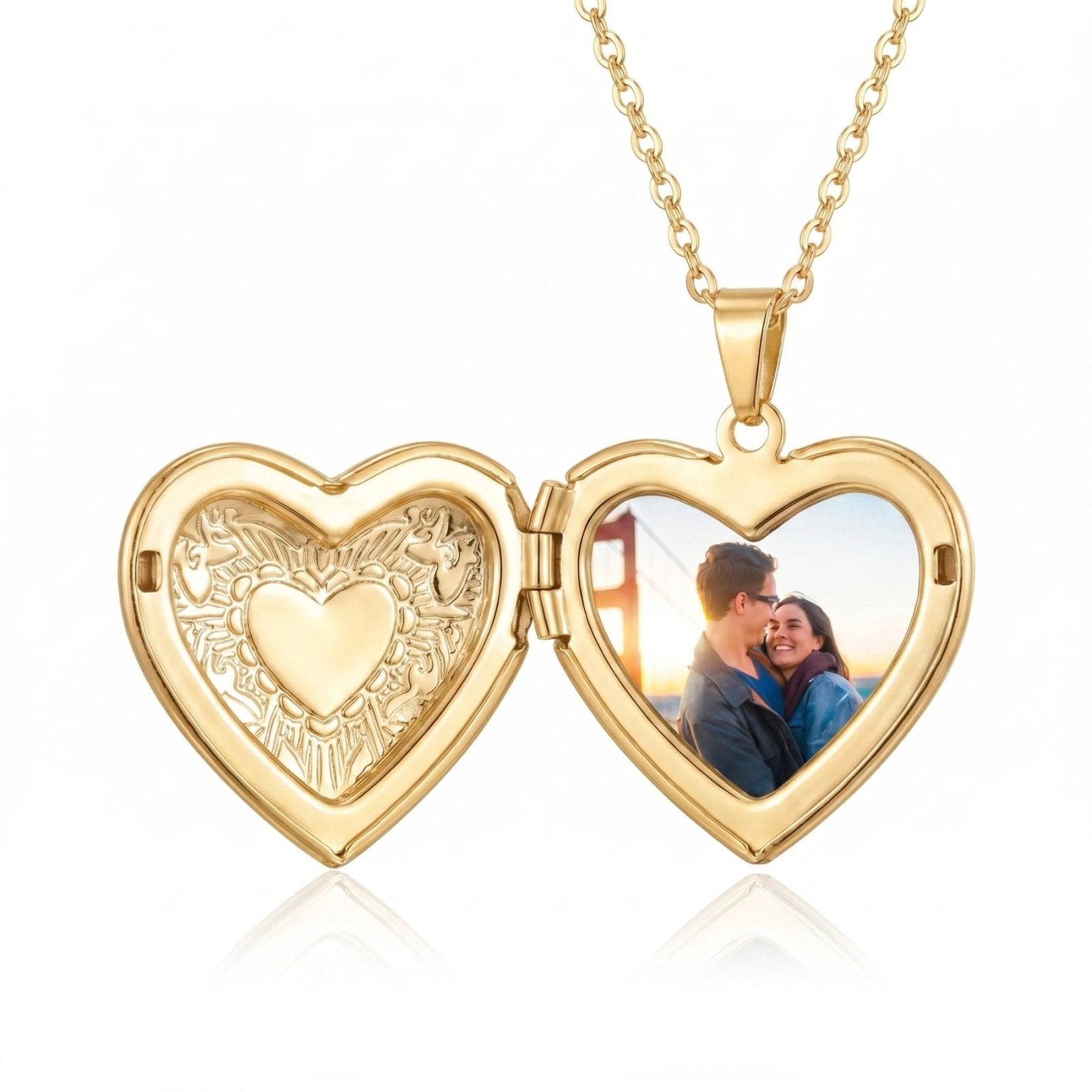 Collier médaillon photo personnalisé, pendentif cœur ouvrant, en acier inoxydable