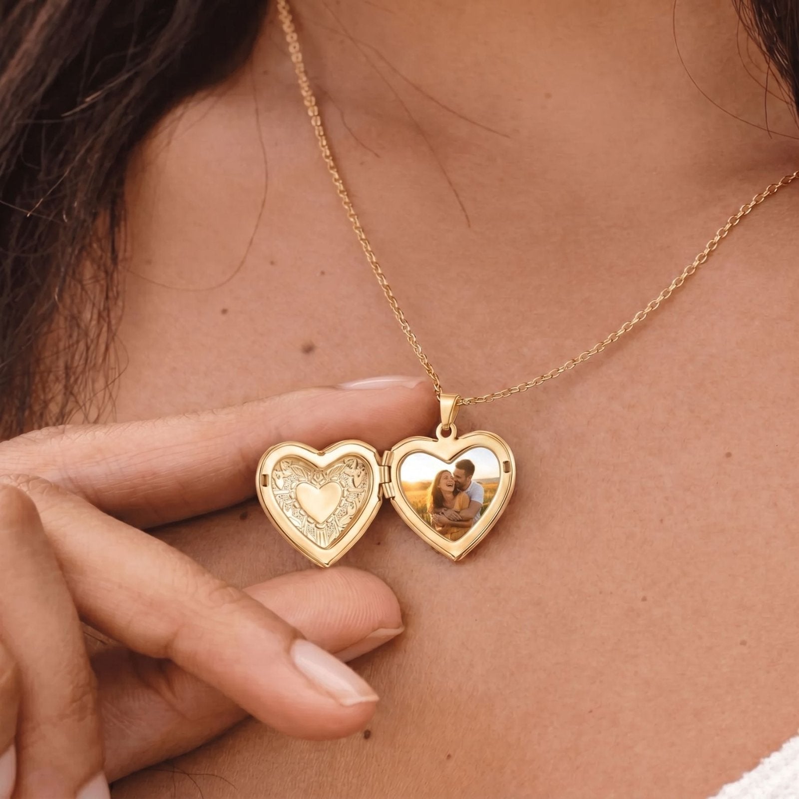 Collier médaillon photo personnalisé, pendentif cœur ouvrant, en acier inoxydable