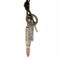 Collier militaire homme, pendentif douille en métal vieilli et croix, cordon en cuir marron réglable