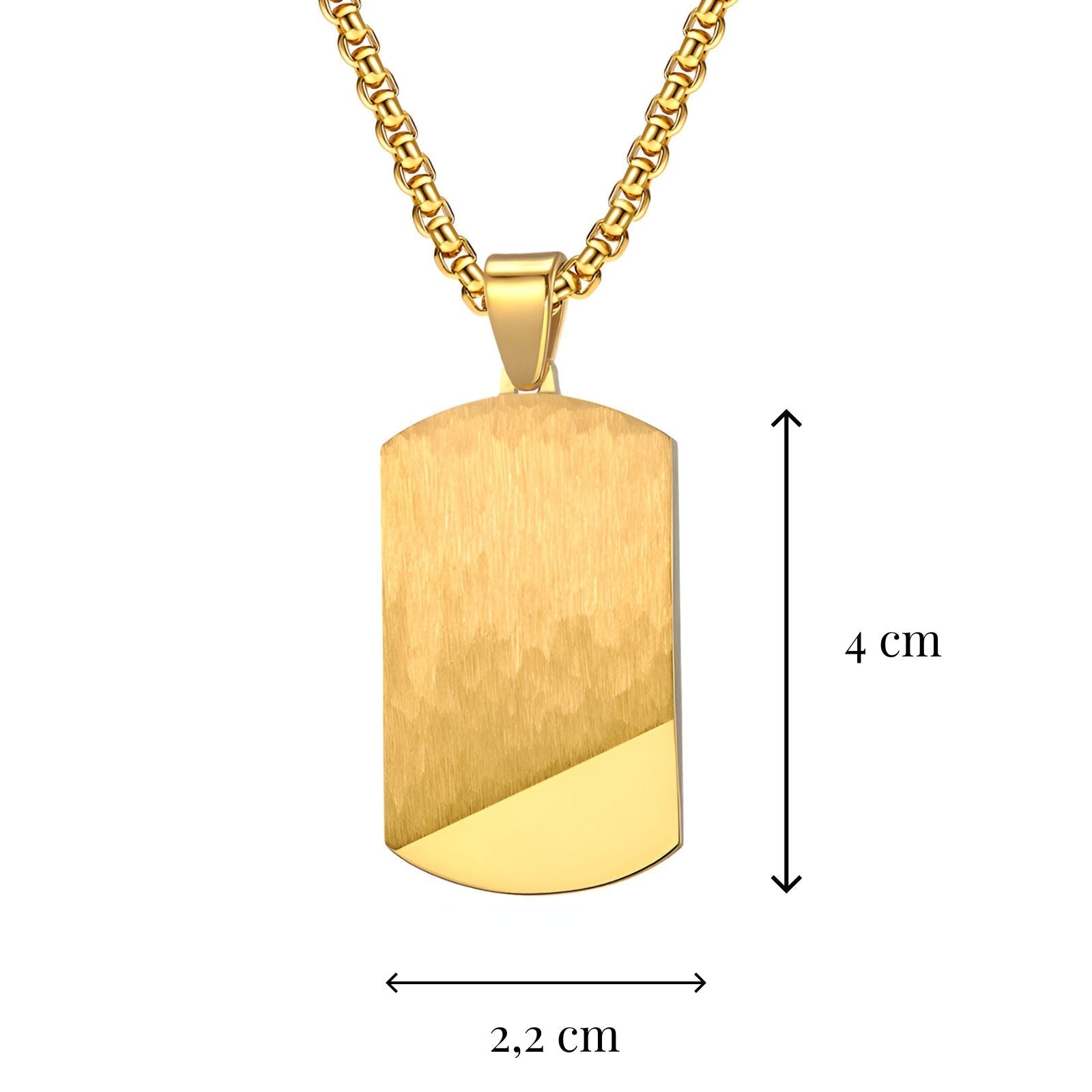 Collier militaire minimaliste pour homme, acier inoxydable, finition polie et brossée, modèle Hawk