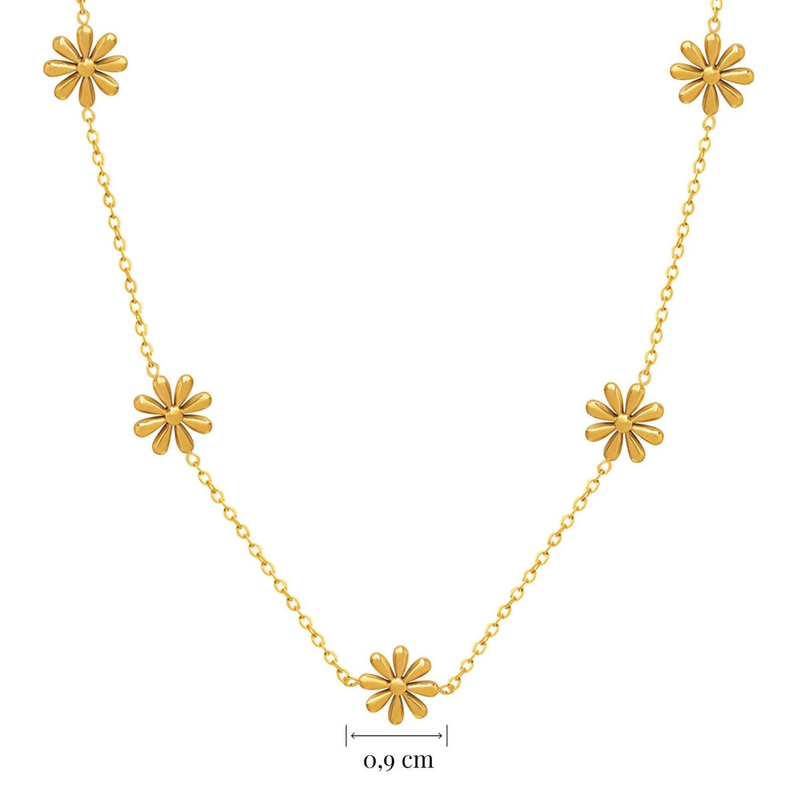 Collier minimaliste à petites pâquerettes dorées, en acier inoxydable, pour femme, modèle Alba