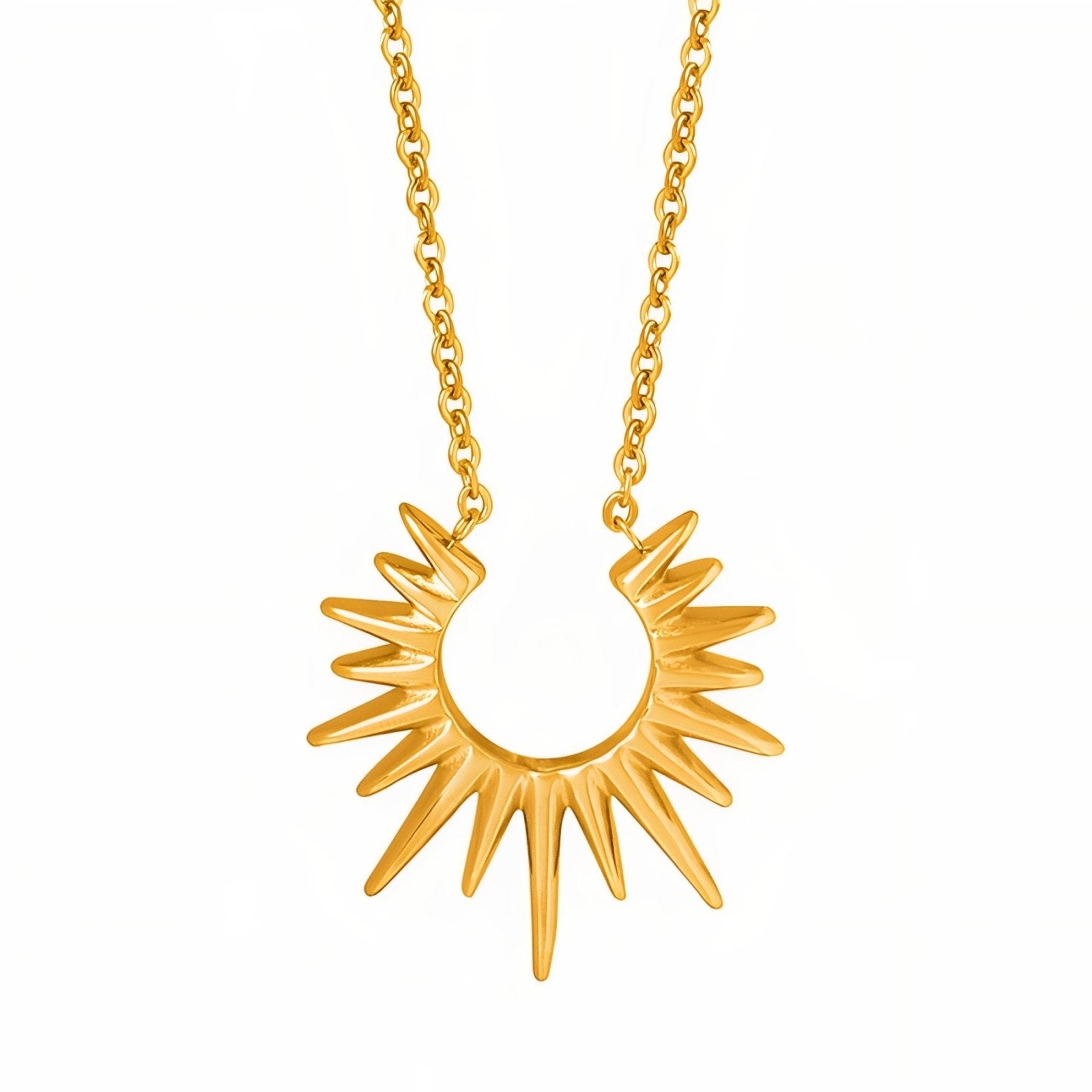 Collier minimaliste pour femme, pendentif soleil doré, en acier inoxydable