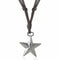 Collier mixte pendentif étoile, cordon en cuir noir ou marron ajustable, style vintage