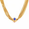 Collier multi - chaînes pour femme, avec pendentif cylindrique serti de strass, en acier inoxydable