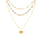 Collier multi - rangs doré, médaillon gravé "Carpe Diem", style layering chic pour femme, modèle Rivera