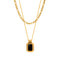 Collier multi - rangs en acier doré, pendentif géométrique noir, bijou chic tendance, modèle Nour