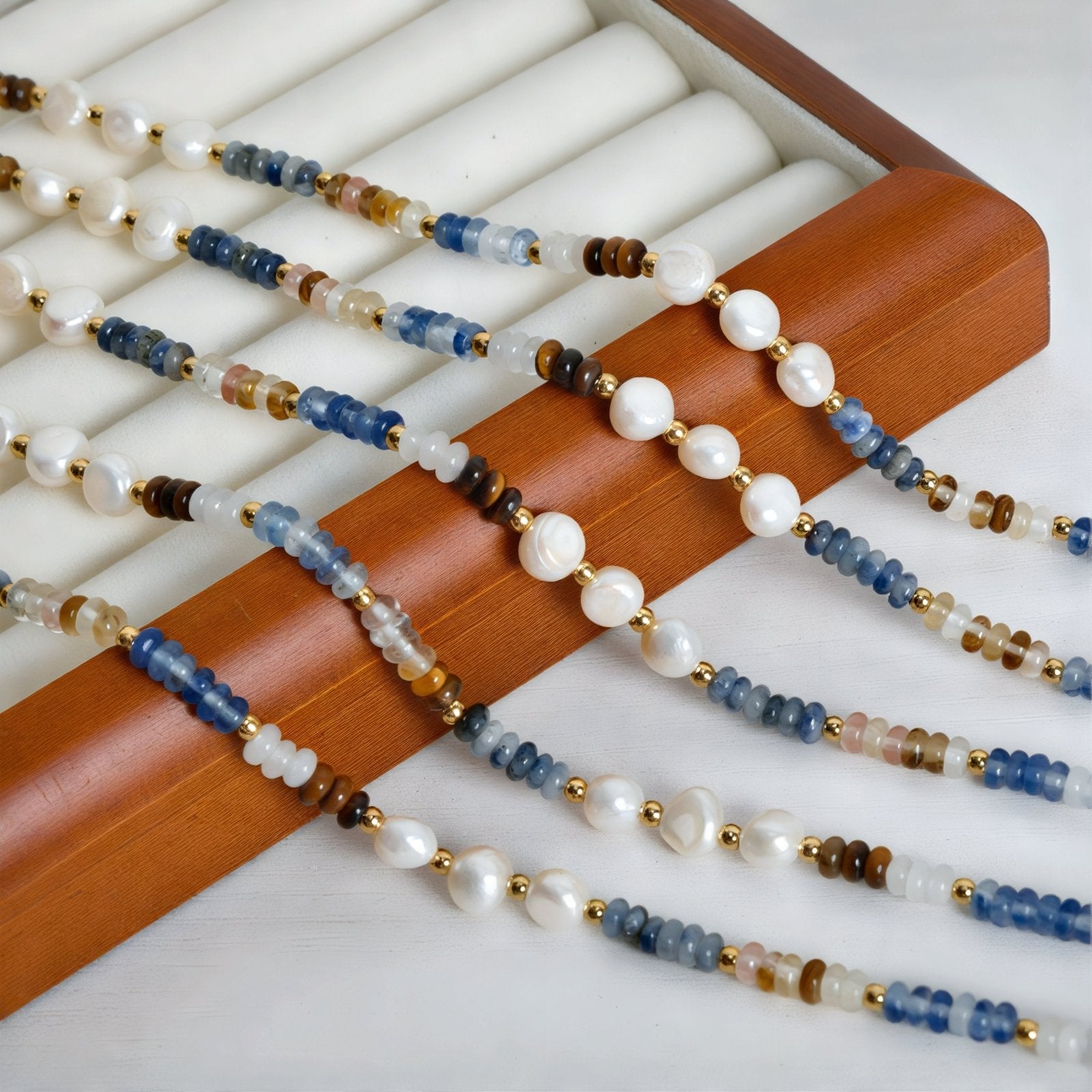 Collier multicolore pour femme, en pierres naturelles et en perles d’eau douce, style bohème chic