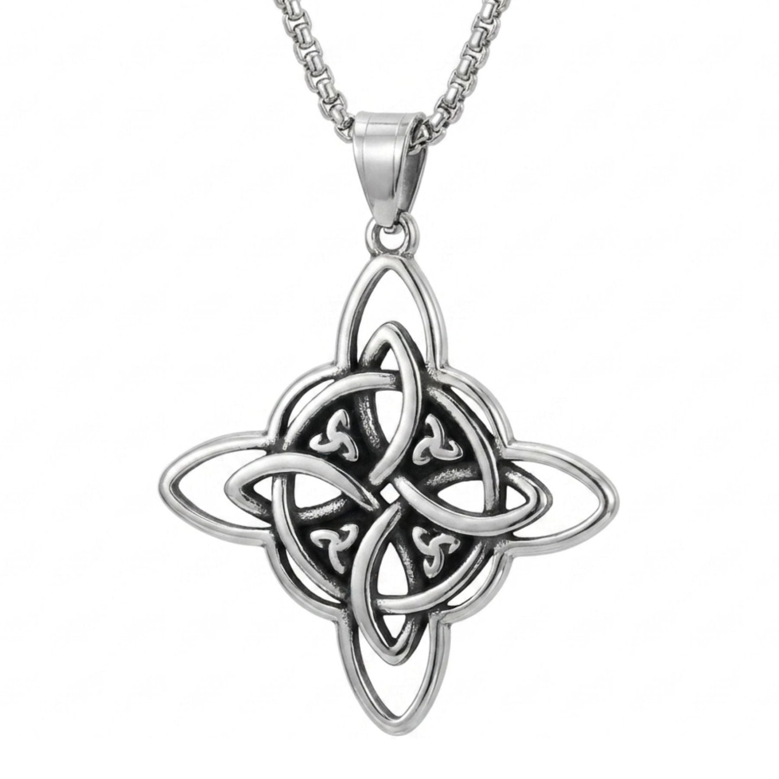 Collier nœud celtique unisexe, en acier inoxydable argenté, style gothique